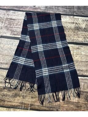 VTG Burberrys London Scarf Nova Check Lambswool England 56x12